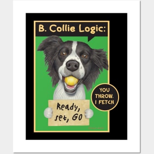 Best Border collie Dog with tennis ball on Border Collie with Tennis Ball tee Posters and Art